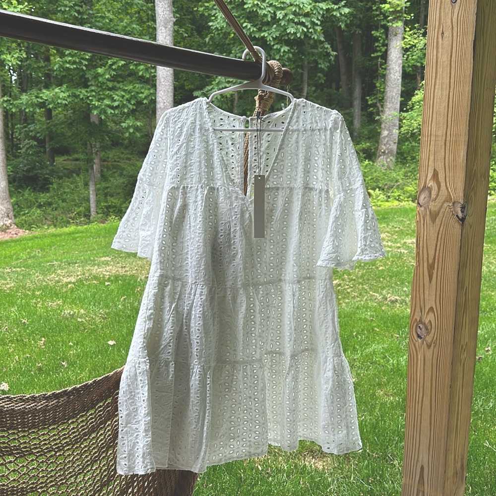 White mid length summer dress. Brand new. Mustard Seed
